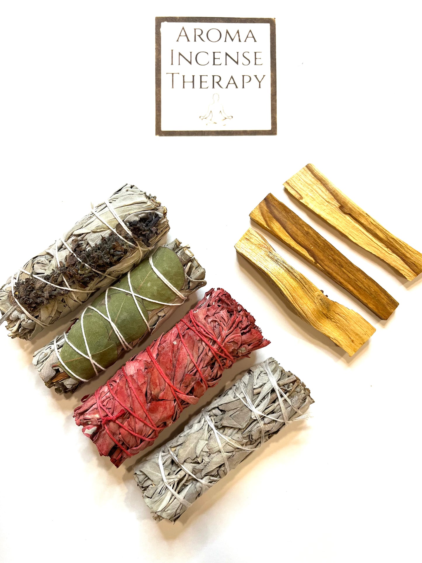 White Sage Smudge Variety Pack Including, Dragons Blood, Eucalyptus, and Lavender White Sage Smudge and Palo Santo Stick Kit for Healing, Cleansing, Meditation, and Relaxation